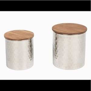 BNIB: Set of 2 Uncommon James Hammered Silver Canisters